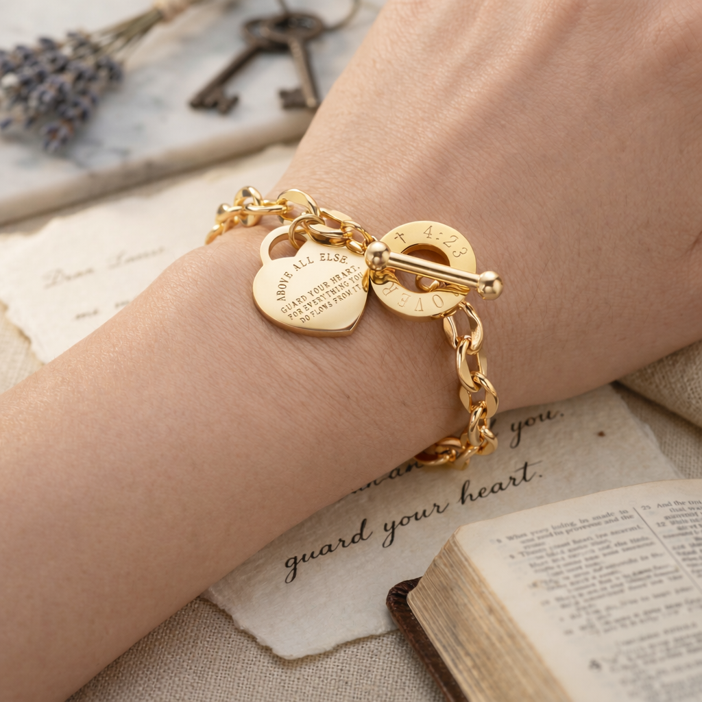 Proverbs 4:23 Bracelet – “Guard Your Heart” Charm Bracelet