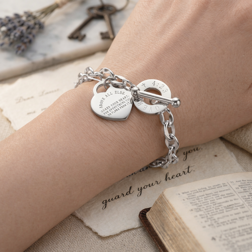 Proverbs 4:23 Bracelet – “Guard Your Heart” Charm Bracelet