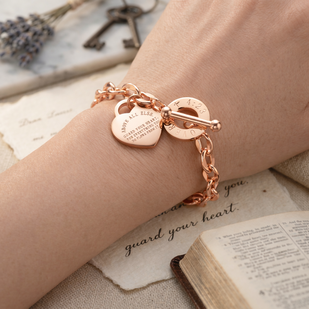 Proverbs 4:23 Bracelet – “Guard Your Heart” Charm Bracelet