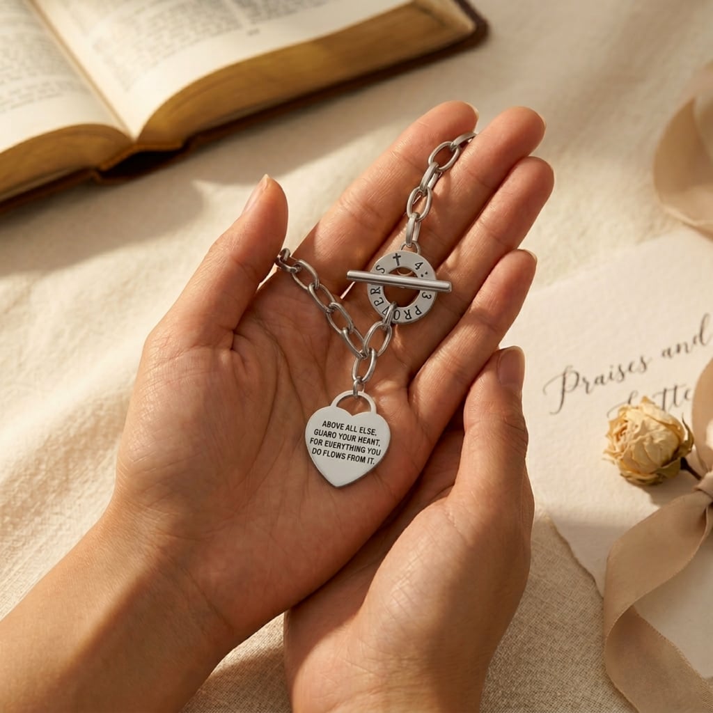 Proverbs 4:23 Necklace – “Guard Your Heart” Heart Pendant Necklace